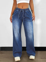 Loose Wide Leg High Waist Denim Pants