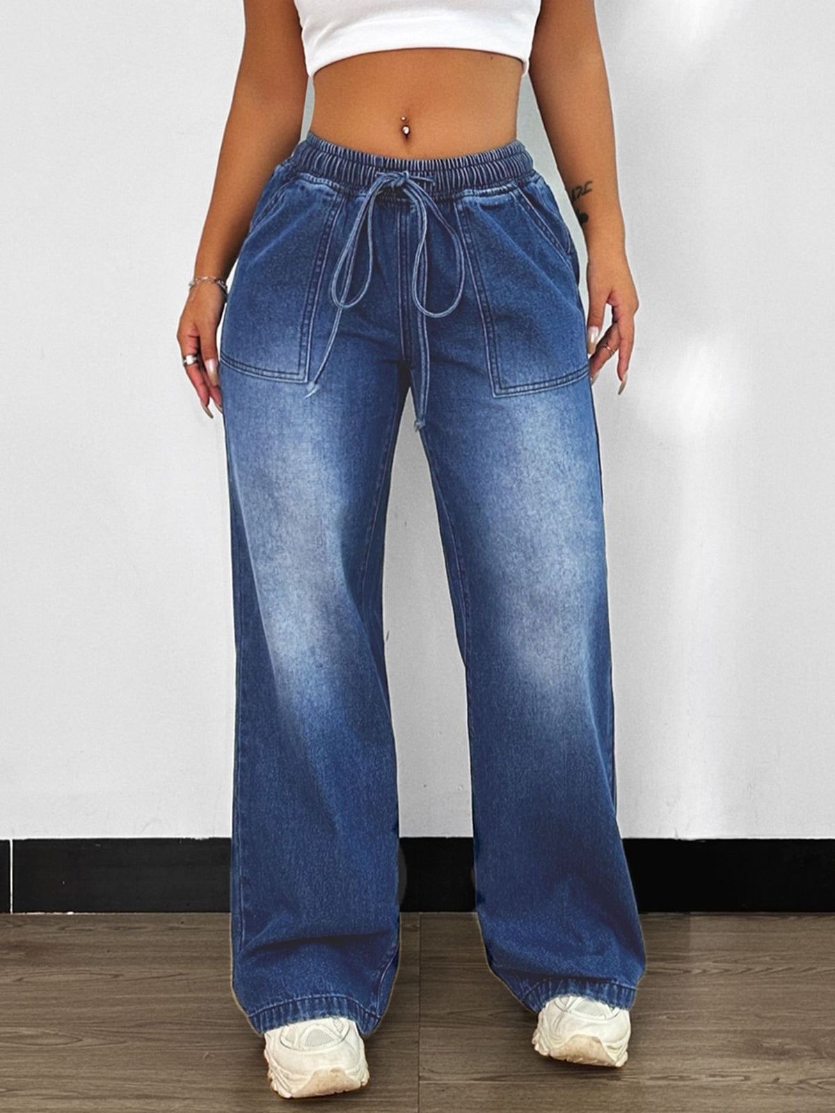 Loose Wide Leg High Waist Denim Pants