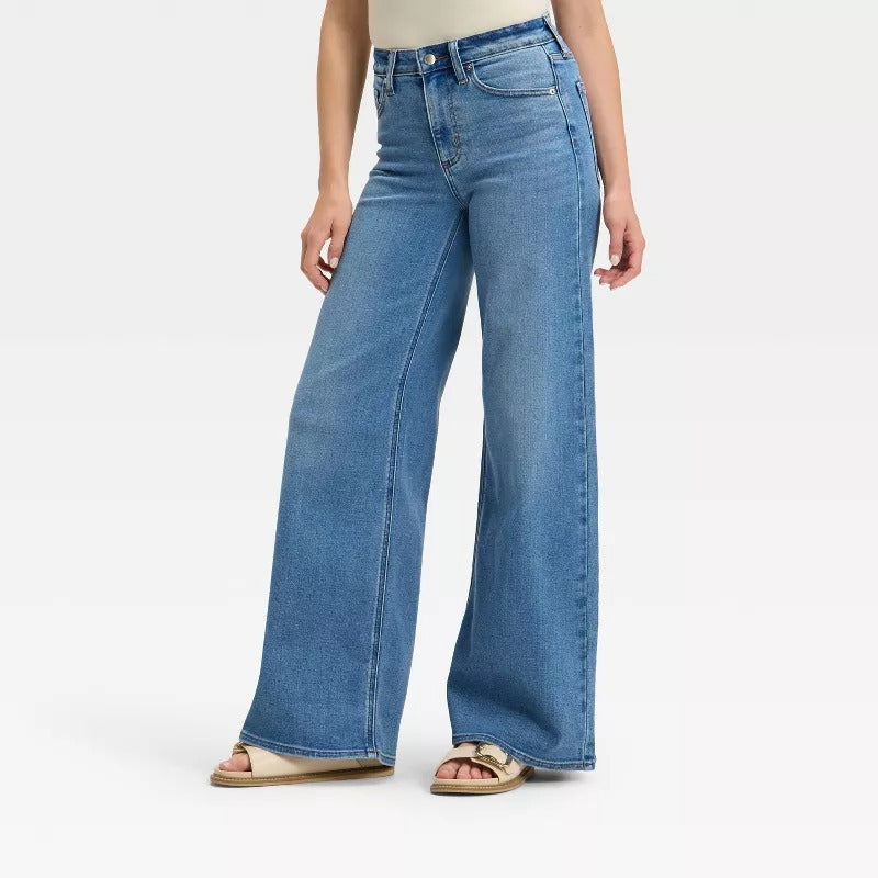 Basic High Waist Wide Leg Mom Jeans