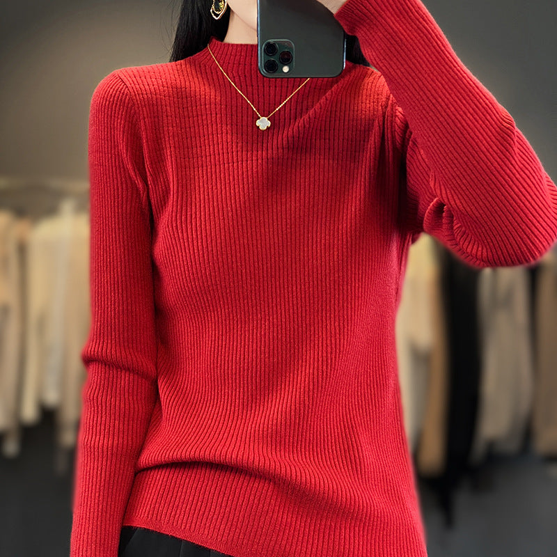Hollow Out Slim Knit Turtleneck Pullover Top