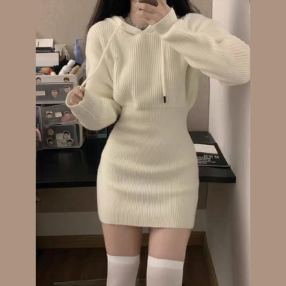 Hooded knit dress for women
