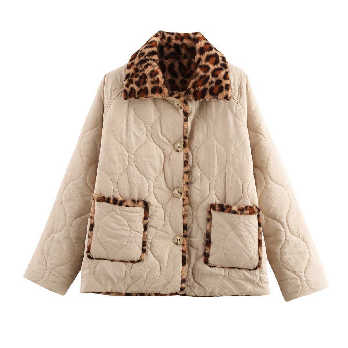 Street style reversible quilted jacket with lapel