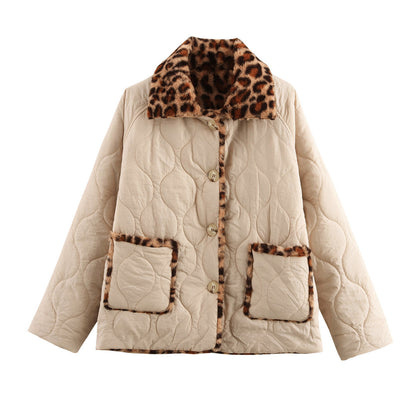Street style reversible quilted jacket with lapel