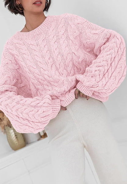 Chunky Cable Knit Loose Pullover Long Sleeve