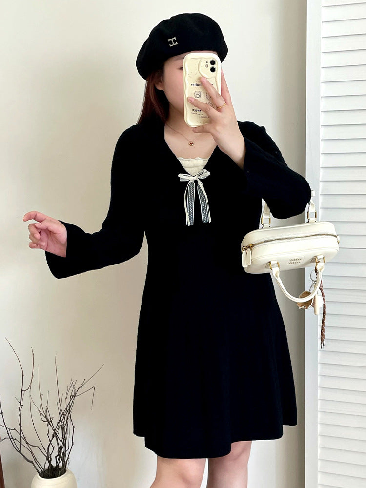 Lace bow dress for women