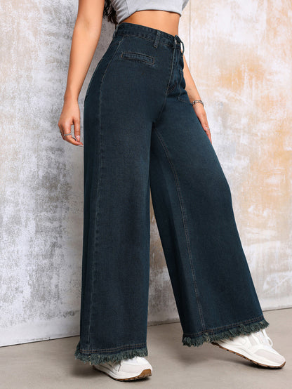 Retro Washed Wide Leg Street Denim Pants
