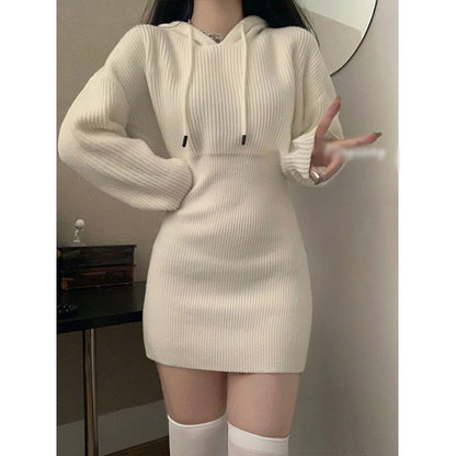 Hooded knit dress for women