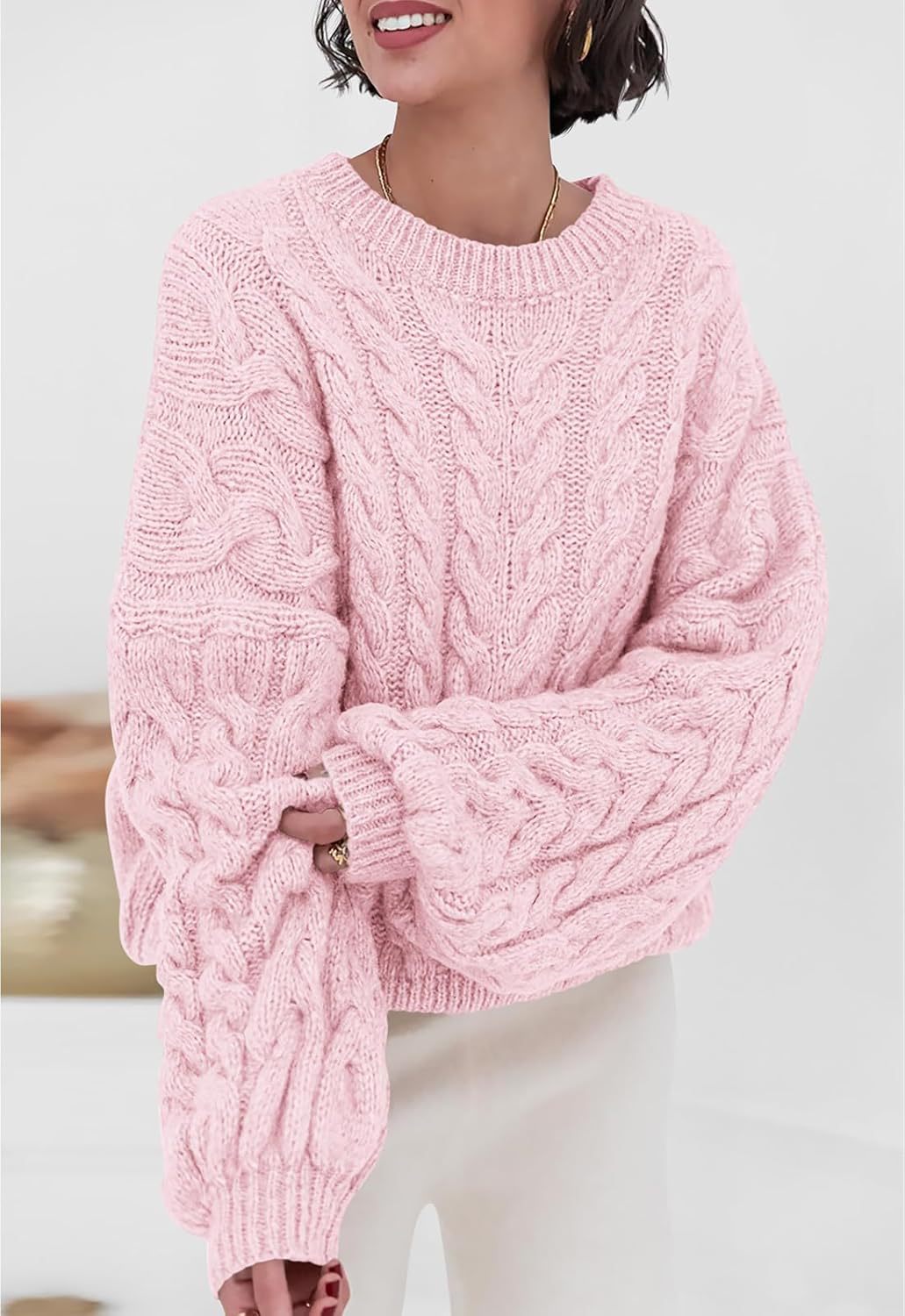 Chunky Cable Knit Loose Pullover Long Sleeve