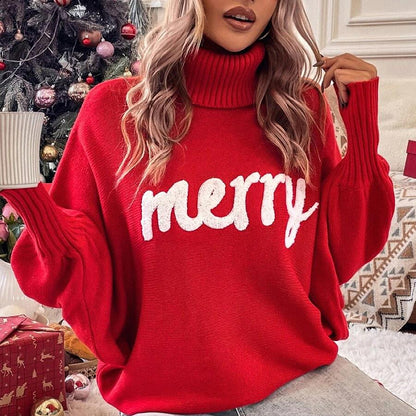 Christmas High Neck Knit Sweater For Women