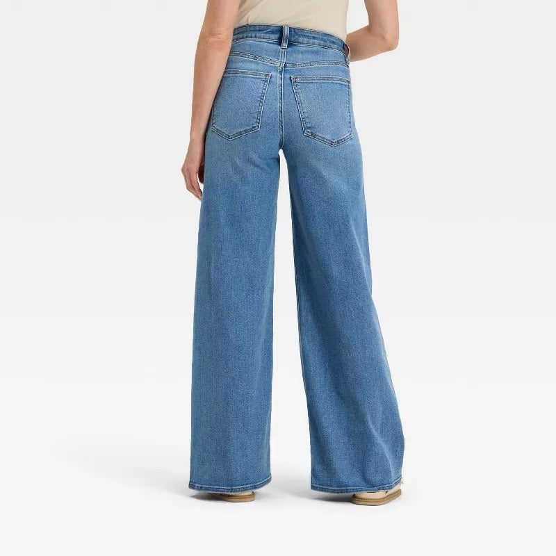 Basic High Waist Wide Leg Mom Jeans