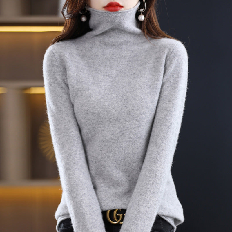 Wool Blend High Neck Knit Slim Inner Sweater