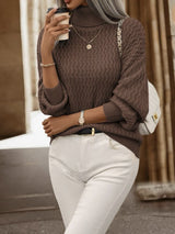 High Neck Loose Chunky Knit Pullover Sweater