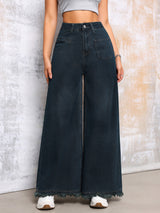 Retro Washed Wide Leg Street Denim Pants