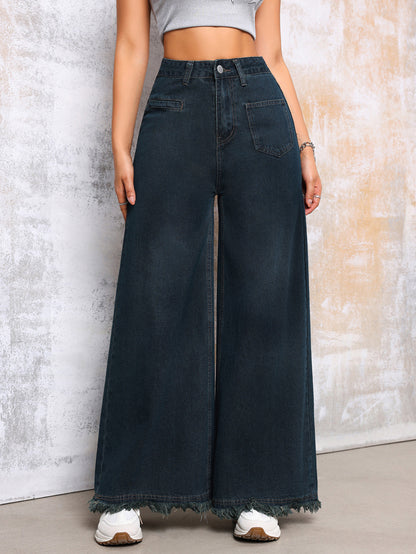 Retro Washed Wide Leg Street Denim Pants