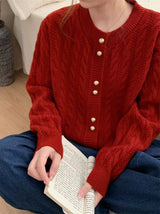 Vintage Cable Knit Cardigan With Gold Buttons