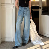 High Waist Straight Denim Pants For Women