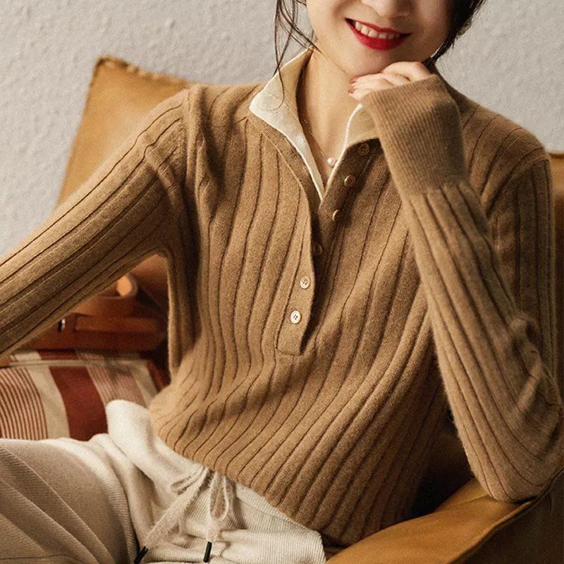 Double Layer Half Turtleneck Knit Inner Sweater