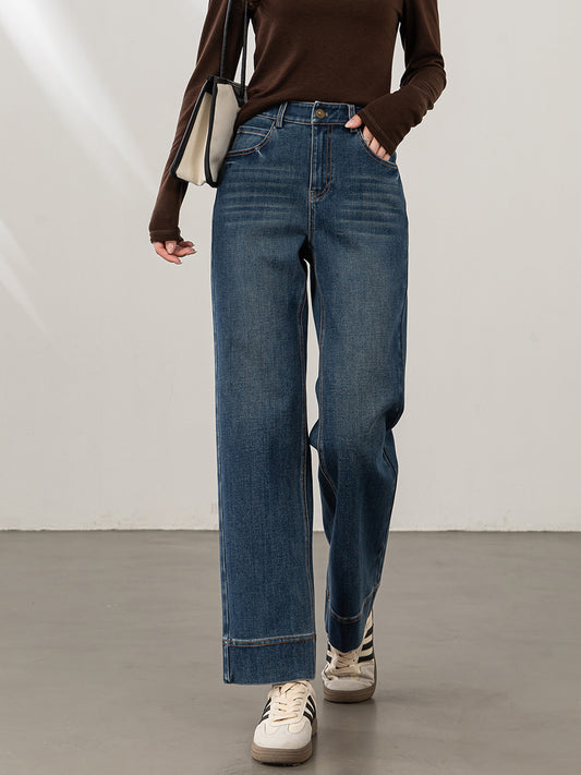 Retro Cropped Wide Leg Denim Pants