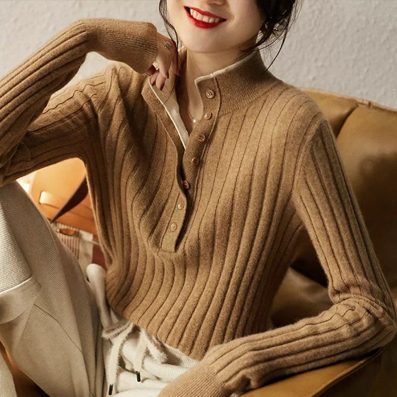 Double Layer Half Turtleneck Knit Inner Sweater