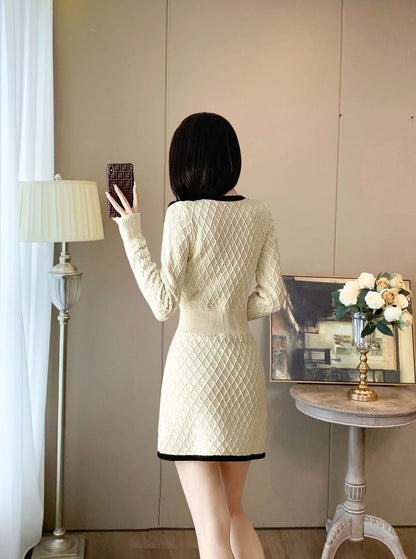 Sophisticated French-style knit dress for autumn and winter