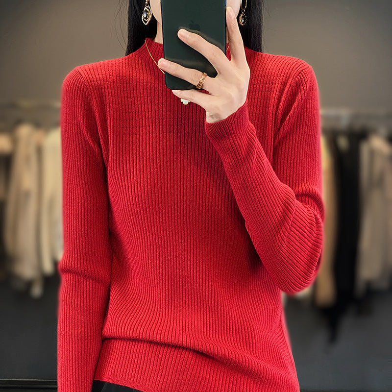 Hollow Out Slim Knit Turtleneck Pullover Top
