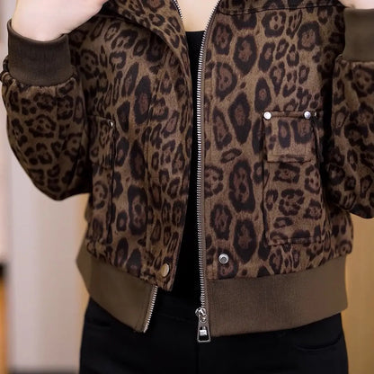 Retro leopard print coat, casual and versatile