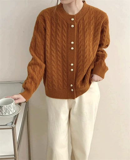 Vintage Cable Knit Cardigan With Gold Buttons