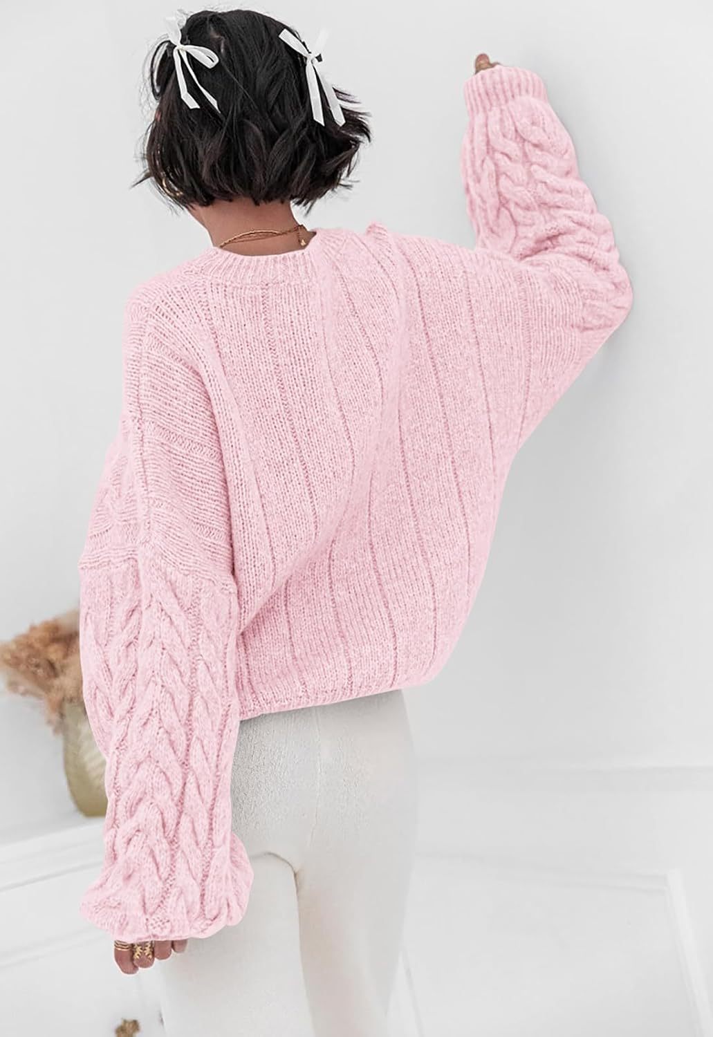 Chunky Cable Knit Loose Pullover Long Sleeve