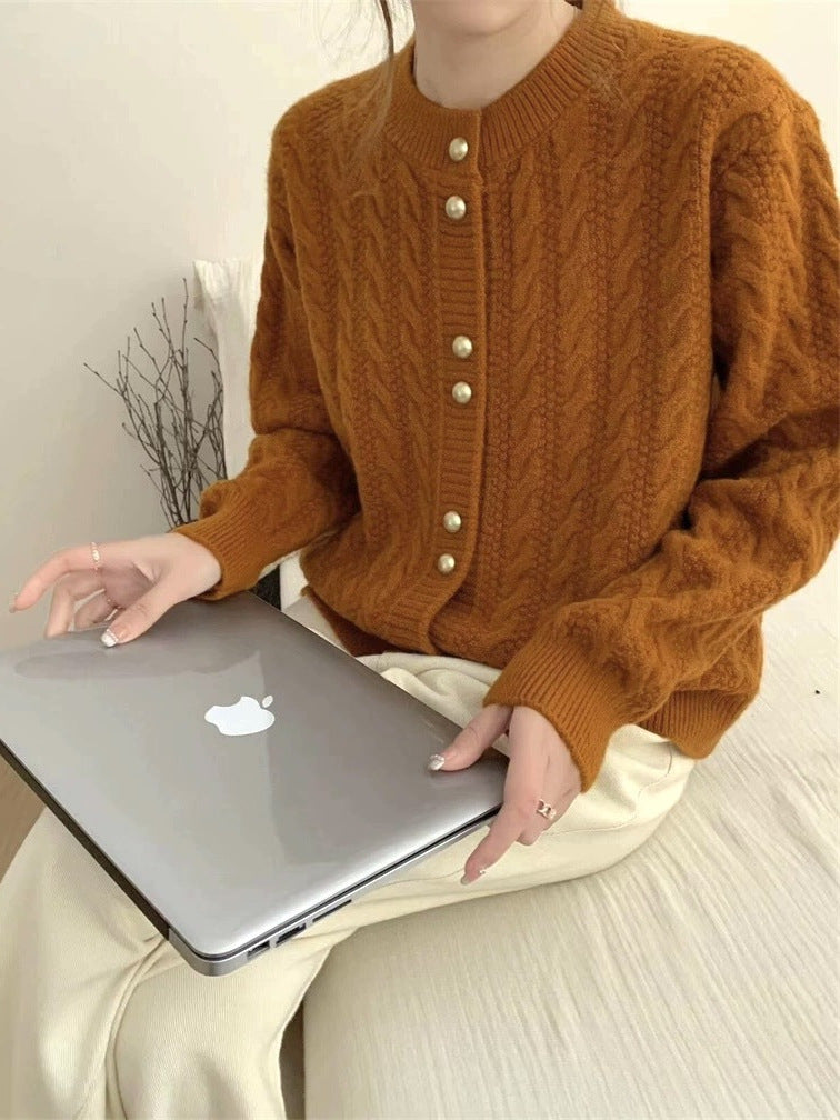 Vintage Cable Knit Cardigan With Gold Buttons