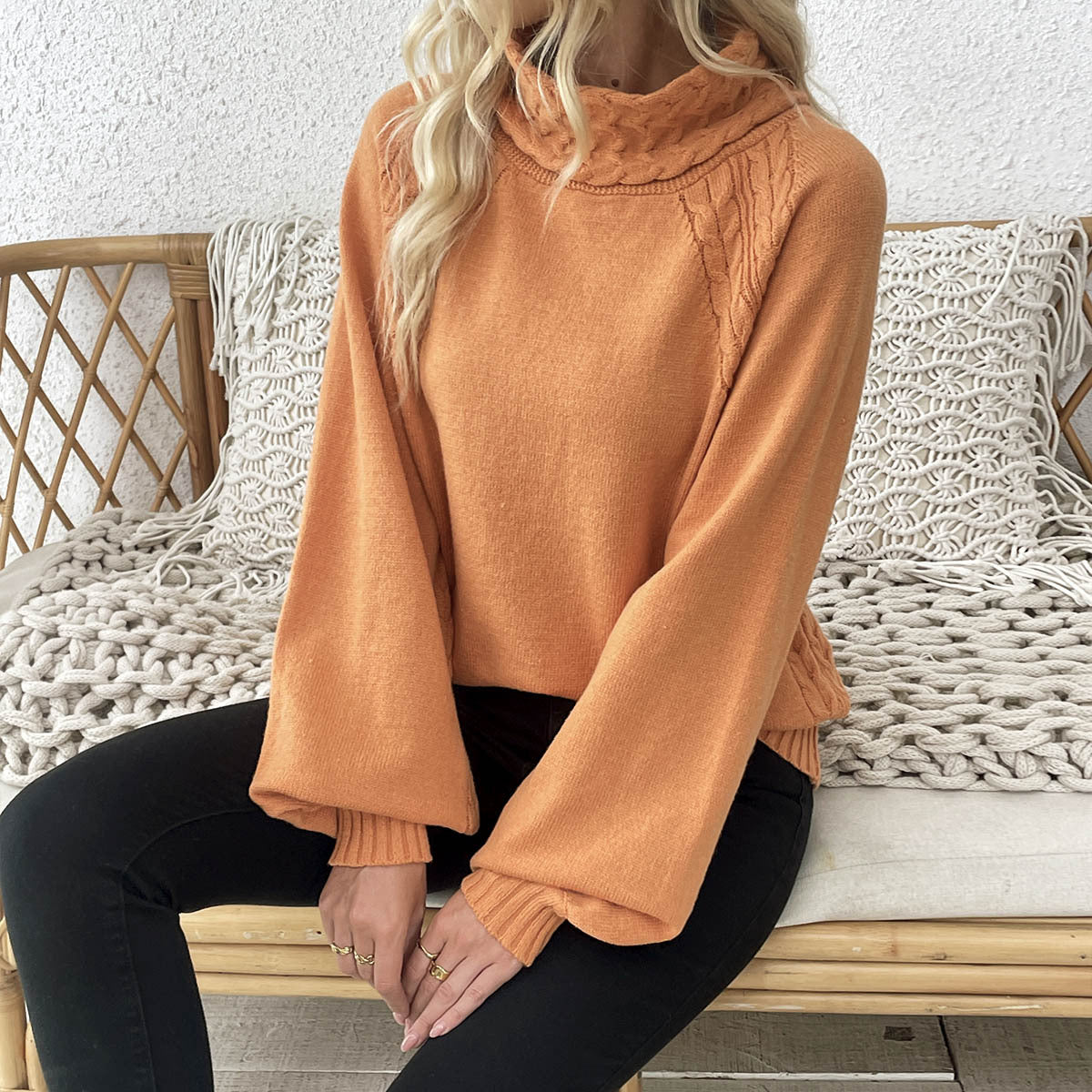 Half Turtleneck Straight Knit Sweater For Women